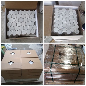 Hexagon Carrara White Marble Mosaic Tiles for Wall and Floor