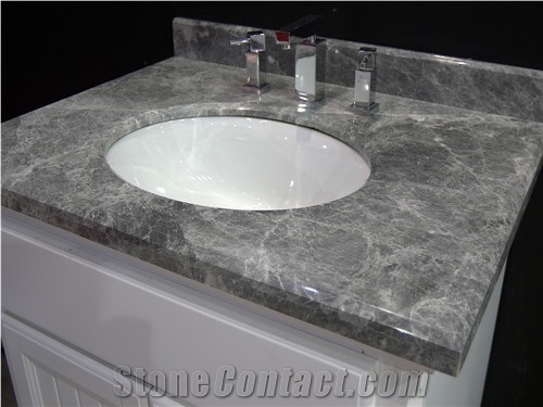 Abba Grey Marble Bath Tops/ Vanity Tops with Single Sinks