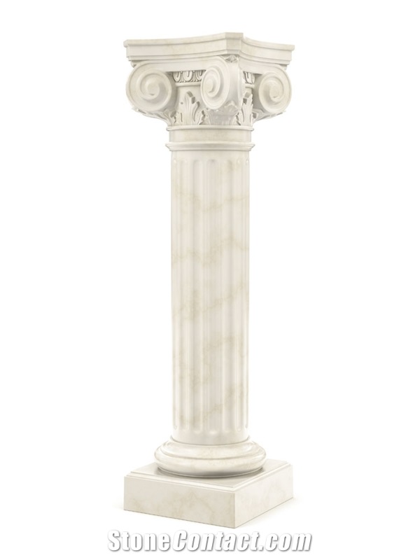 Beige Limestone Sculptured Columns Post /Western Style Pillar
