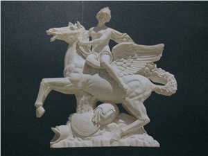 Beige Limestone Western Style Human Sculpture Handcarved Garden Sculpture