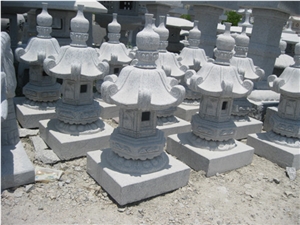 China G603 Bianco Sardo Grey Granite Sculptured Japanese Lanterns / Landscaping Stone