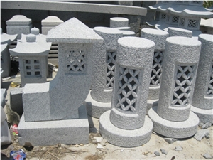 China G603 Bianco Sardo Grey Granite Sculptured Japanese Lanterns / Landscaping Stone