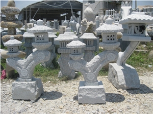 China Grey G603 Granite Sculptured Japanese Lanterns / Landscaping Stone