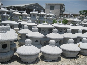 China Grey G603 Granite Sculptured Japanese Lanterns / Landscaping Stone