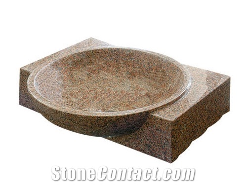 G562 Maple Red Granite Bathroom Top / Vanity Tops with Round Sinks/Basins