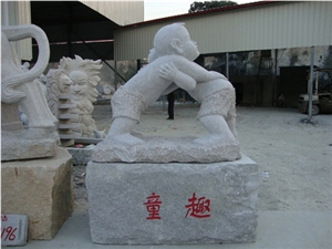 G603 / G602 Bianco Sardo Grey Granite Human Handcarved Sculptures /China Sesame Grey Granite Animal Landscape Sculptures