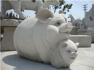 G603 / G602 Bianco Sardo Grey Granite Human Handcarved Sculptures /China Sesame Grey Granite Animal Landscape Sculptures