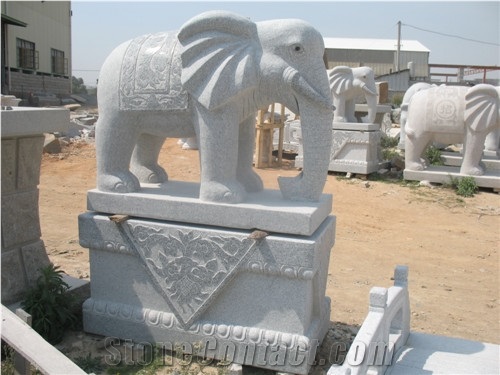 G603/G602 Bianco Sardo Grey Granite Human Handcarved Sculptures /China Sesame Grey Granite Animal Landscape Sculptures
