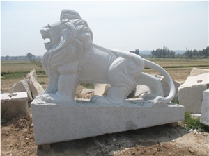 G603 / G602 Bianco Sardo Grey Granite Lion Handcarved Sculptures /China Sesame Grey Granite Animal Landscape Sculptures