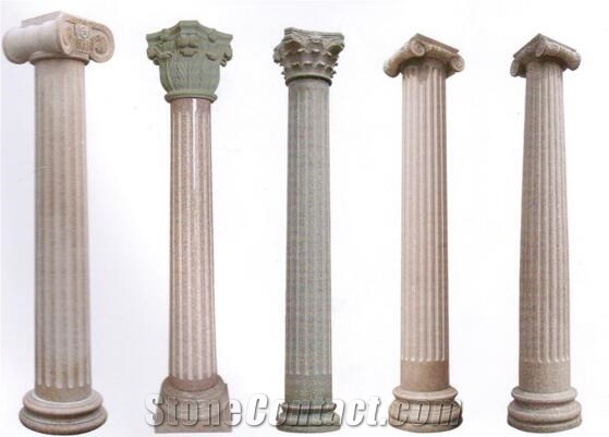 G682 Granite/ Sunset Gold Granite Handcarved Sculptured Columns/Doric Roman Columns