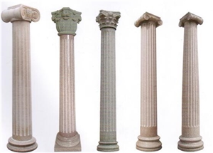 G682 Granite/ Sunset Gold Granite Handcarved Sculptured Columns/Doric Roman Columns