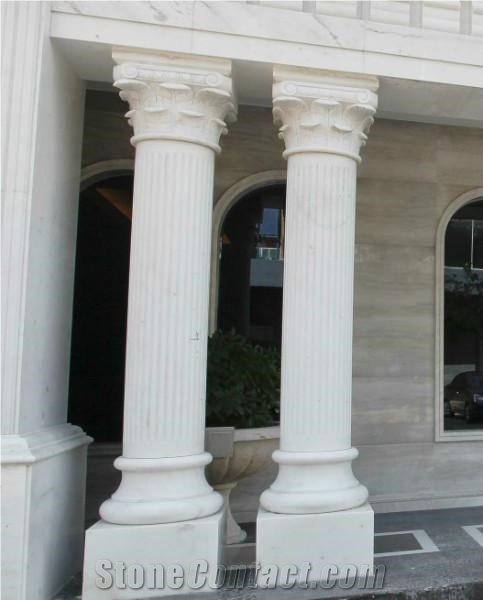 G682 Granite/ Sunset Gold Granite Handcarved Sculptured Columns/Doric Roman Columns