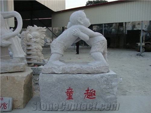 G682 Sunset Gold Granite & G603 Grey Granite Human Handcarved Sculptures /China Rust Granite Animal Landscape Sculptures