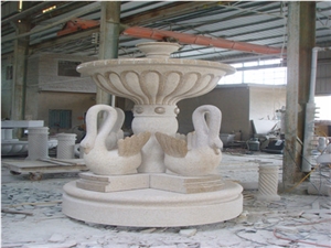 G682 Sunset Gold Granite Handcarved Sculptured Garden Fountain /China Rust Granite Animal Landscape Fountain