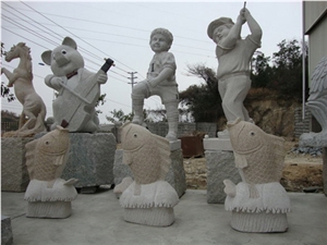 G682 Sunset Gold Granite Handcarved Sculptures /China Rust Granite Animal Landscape Sculptures