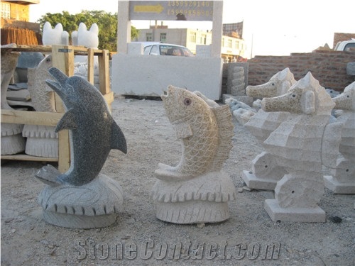 G682 Sunset Gold Granite Handcarved Sculptures /China Rust Granite Animal Landscape Sculptures