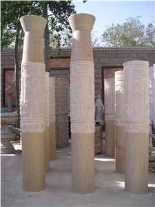 G682 Sunset Rust Granite Column by Handcarving/ Sculptured Column