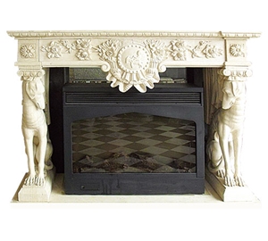 Handcarved Flower Beige Limestone Fireplace Decorating/ Interior Building Stone/ Fireplace Mantel