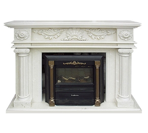 Handcarved Flower White Marble Fireplace Mantel / Fireplace Hearth