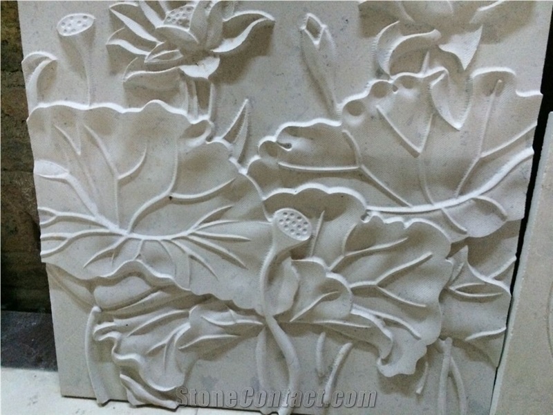 Handcarved White Limestone Relief Engravings for Walling