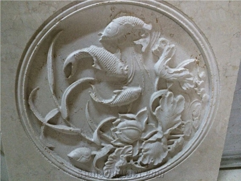 Handcarved White Limestone Relief Engravings for Walling