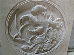Handcarved White Limestone Relief Engravings for Walling