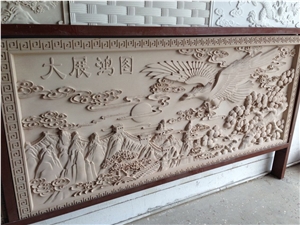 Handcarved White Limestone Relief Engravings for Walling