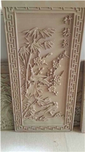 Handcarved White Limestone Relief Engravings for Walling