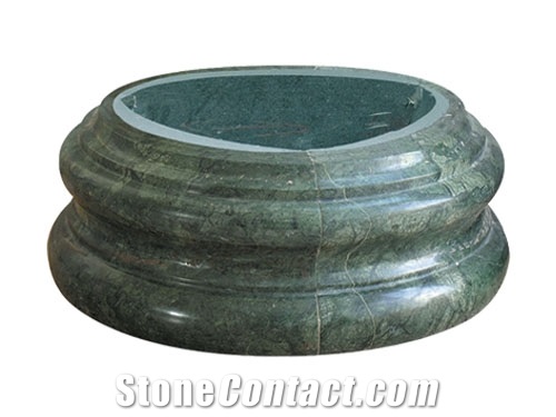 Indian Forest Green Marble Hand Carving Sculptured Column Tops & Column Base