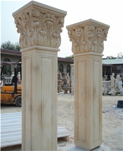 Oriental White Marble Sculptured Columns Post/ Western Style Pillar
