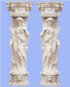 Oriental White Marble Sculptured Columns Post/ Western Style Pillar
