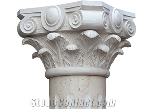 White Limestone Pedestal Columns/ Sculptured Columns