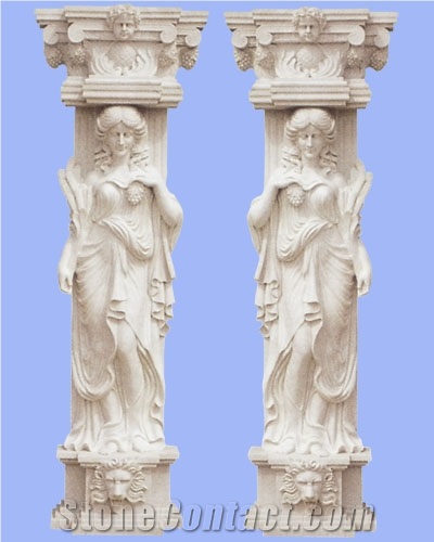 White Limestone Pedestal Columns Western Style
