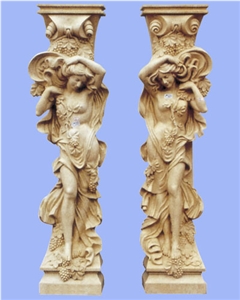 White Limestone Pedestal Columns Western Style
