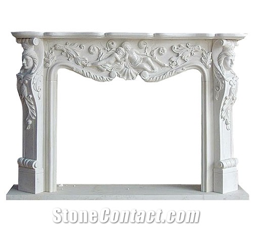 White Marble Fireplace Simple Design Western Style /Fireplace Mantel