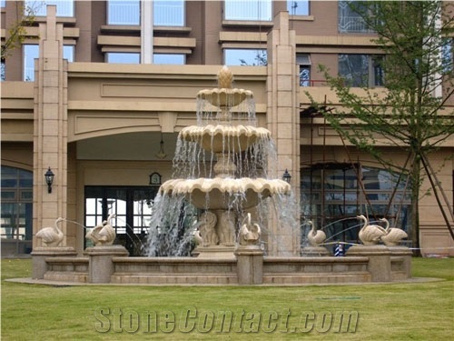 Yellow Limestone Exterior Fountains for Garden Lanscaping Stone