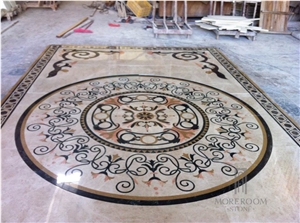 Lobby Floor Medallion Marble Water-Jet Pattern Hotel Lobby Floor Decor
