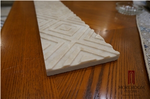 Yunfu 3d Decors Border Wall Background Molding Decor Beige Marble Inlay Marble Tiles
