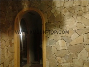 Rusty Sandstone Flagstone/ Rust Yellow Sandstone Walling & Building/ Rust Yellow Random Flagstones/ Yellow Fagstone Wall/ Irregular Flagstones