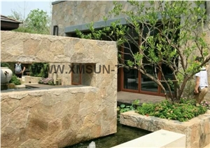 Rusty Sandstone Flagstone/ Rust Yellow Sandstone Walling & Building/ Rust Yellow Random Flagstones/ Yellow Fagstone Wall/ Irregular Flagstones