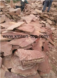 Sorghum Red Sandstone Irregular Flagstone for Walkway Road Paving