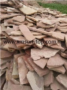 Sorghum Red Sandstone Irregular Flagstone for Walkway Road Paving
