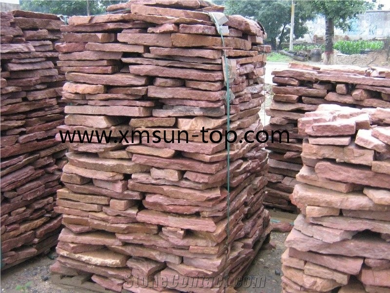 Sorghum Red Sandstone Irregular Flagstone for Walkway Road Paving