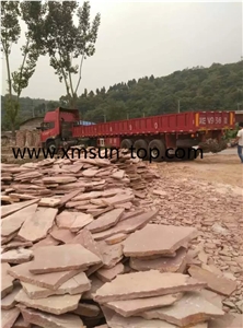 Sorghum Red Sandstone Irregular Flagstone for Walkway Road Paving