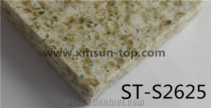 Yellow Artificial Quartz Stone Slab /Double Color Artificial Quartz Slab&Tile/Engineered Stone Slab/Floor & Wall Tile/ Wall Covering/Floor Covering/Polished Surface/Silestone