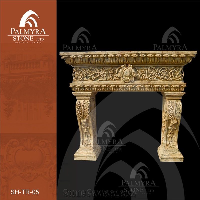Sh-Tr 05, Beige Travertine Fireplace, Fireplace Surround
