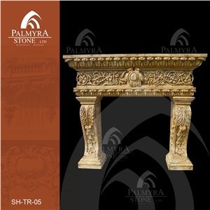 Sh-Tr 05, Beige Travertine Fireplace, Fireplace Surround