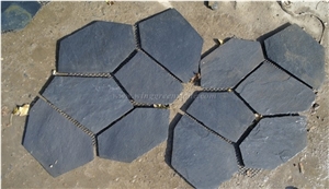 China Black Slate Flagstone, Slate Random Flagstone, Black Slate Irregular Flagstones, Flagstone Driveway and Walkway Pavers, Xiamen Winggreen Manufacturer