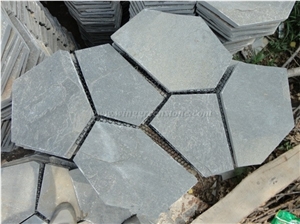 China Black Slate Flagstone, Slate Random Flagstone, Black Slate Irregular Flagstones, Flagstone Driveway and Walkway Pavers, Xiamen Winggreen Manufacturer