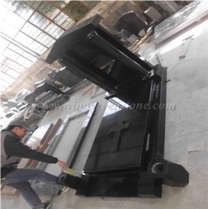 India Black French Tombstones Granite Gravestones, Black Stone Monument and Tombstone, Winggreen